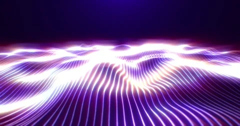 Glowing neon wave surface with flowing light lines and smooth curves, creatin Stock Footage 327454390