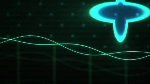 Glowing neon waveform technology background with grid and dots. Stock Footage 337470551