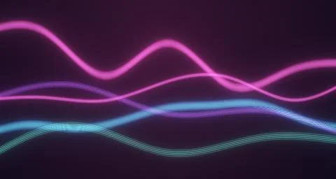Glowing neon waves on dark background Stockillustratie