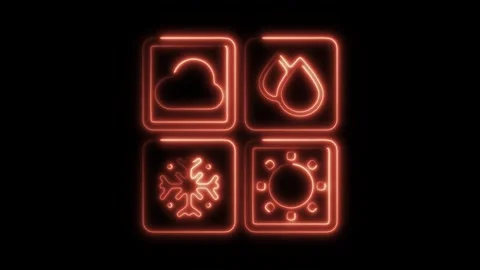 Glowing neon weather app icon isolated on black background. HD Video motion.. Stock Footage 304162425