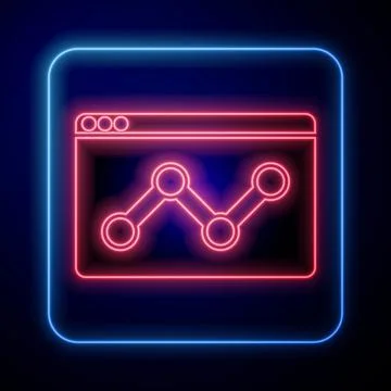 Glowing neon Web analytics information and development website statistic icon Stock Illustration