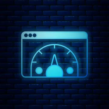 Glowing neon Web analytics information and development website statistic icon Illustrazione stock