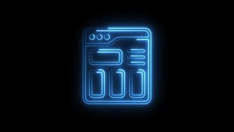 Glowing neon web browser interface concept digital illustration Stock Footage 308178180