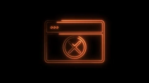 Glowing neon web browser with x close button icon animation on black backgrou Stock Footage 316840606