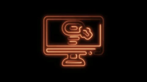 Glowing neon web button icon isolated on black background. HD Video motion .. 스톡 동영상 304152213