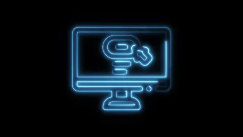 Glowing neon web button icon isolated on black background. HD Video motion .. Stock Footage 304152242