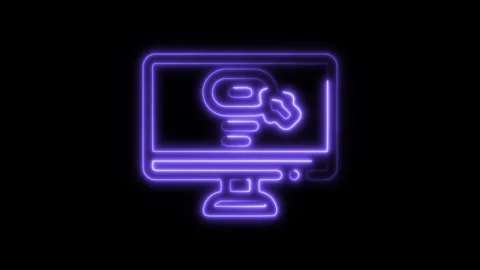 Glowing neon web button icon isolated on black background. HD Video motion .. Stock Footage 304152250