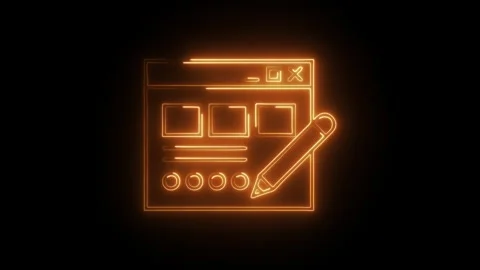 Glowing neon web design icon isolated on black background. HD Video motion .. Stock Footage 304535119