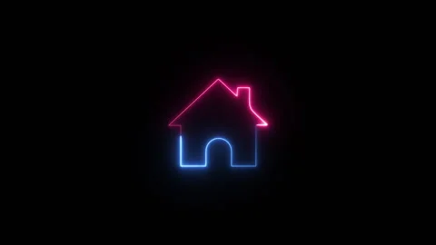 Glowing neon Web home icon icon sign animation. Stock Footage 289732233