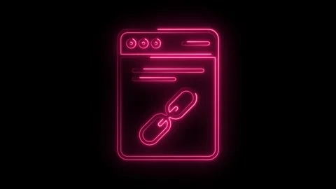 Glowing neon web page with link symbol on black background loop animation 動画素材 312307032