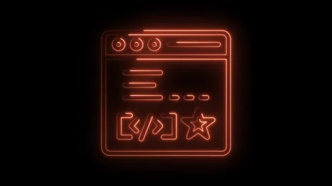 Glowing neon website design concept for frontend development projects with code Stock Footage 322960508