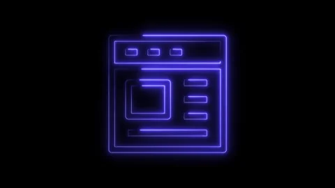 Glowing neon website interface animation on black background for technology.. Stock Footage 312447131
