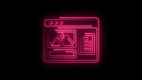 Glowing neon website interface design animation on black background representing Stock Footage 330777954