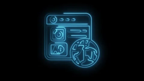 Glowing neon website interface with world globe animation for global market.. Stock Footage 312311379