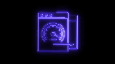 Glowing neon website speed test animation on black background Stock Footage 308605405