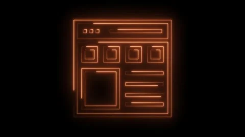 Glowing neon website wireframe template on black background Stock Footage 322975529