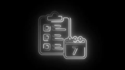 Glowing neon weekly icon isolated on black background. HD Video motion grap.. Vídeo Stock 304121340