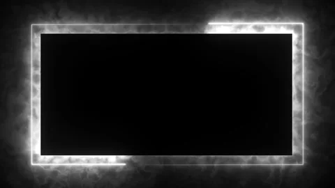 Glowing neon white frame with smoky atmosphere animation on black background Stock Footage 307672774