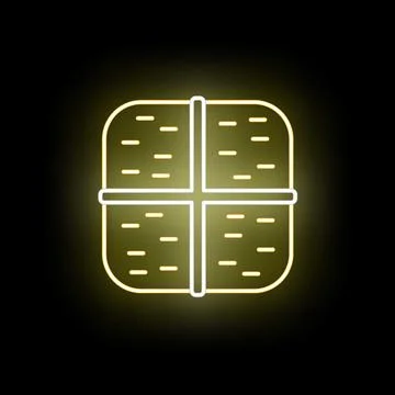 Glowing neon window icon on dark background Illustrazione stock
