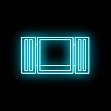 Glowing neon window or shutter icon vector Иллюстрация