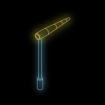 Glowing neon windsock showing wind direction on dark background Stock Illustration