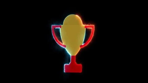 Glowing Neon Winner Trophy Animation for Awards, Victory, and Achievement Stock Footage 310854366