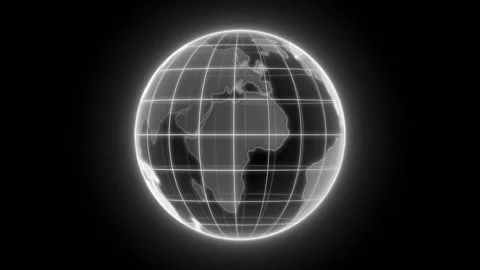 Glowing Neon Wireframe 3d Globe Earth Map Animation Stock Footage 314662920