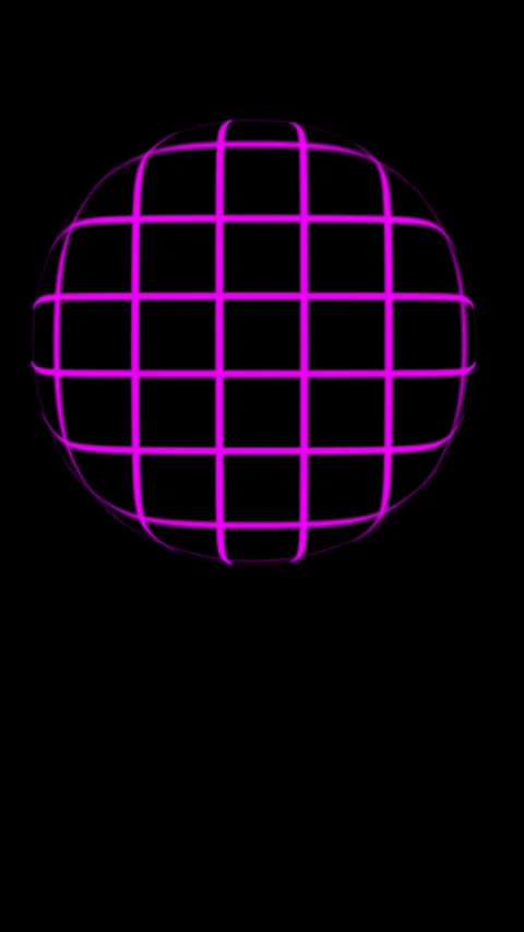 Glowing Neon Wireframe Grid Sphere Rotation Loop Stock Footage 339504513