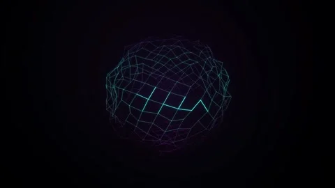 Glowing neon wireframe sphere Stock Footage 339678033