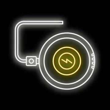 Glowing neon wireless charging symbol representing modern power technology Stock Illustration