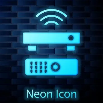 Glowing neon Wireless multimedia and TV box receiver and player with remote 스톡 일러스트