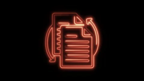 Glowing neon workflow icon isolated on black background. HD Video motion gr.. Stock Footage 304149729