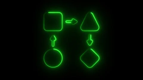 Glowing Neon Workflow Icon, Symbol of Task Organization and Process Automat.. Stock Footage 299789490