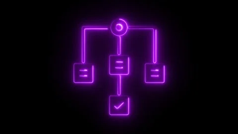 Glowing Neon Workflow Icon, Symbol of Process Automation and Task Managemen.. Stock Footage 299789685