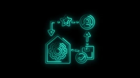 Glowing neon workflow process animation for business efficiency and product.. Stock Footage 308461191
