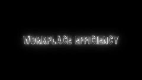 Glowing neon workplace efficiency text on black background neon text glowin.. 動画素材 331566642