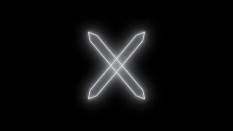 Glowing Neon X Mark Animation on Black Background Stock Footage 308754676