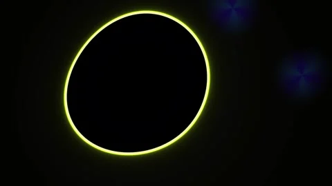 Glowing neon yellow circle on black background. Stock Footage 336700121