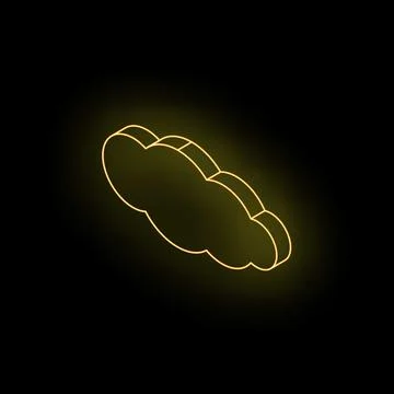 Glowing neon yellow cloud computing icon on black background Illustrazione stock