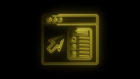 Glowing neon yellow cursor arrow pointing at checklist within digital inter.. Stock Footage 314557662