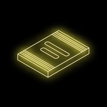 Glowing neon yellow document icon on dark background representing data storag イラスト素材