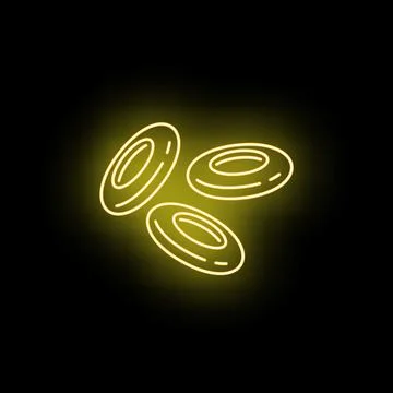 Glowing neon yellow donuts line art icon Stock Illustration