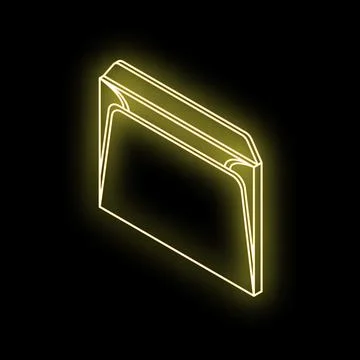 Glowing neon yellow folder icon on black background representing data stora.. Stock Illustration