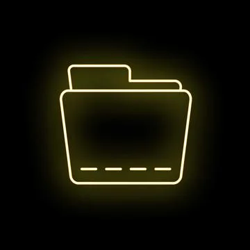 Glowing neon yellow folder icon displaying data organization 스톡 일러스트
