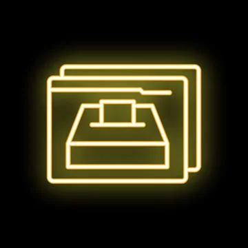 Glowing neon yellow icon of a secure online voting system Stock Illustration