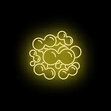 Glowing neon yellow molecules forming microscopic cluster Stock Illustration