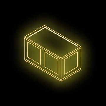 Glowing neon yellow shipping container on black background 스톡 일러스트