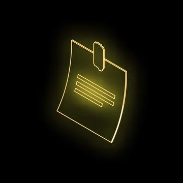 Glowing neon yellow sticky note attached with tape on black background イラスト素材