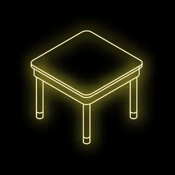 Glowing neon yellow table shining in the dark Stock Illustration