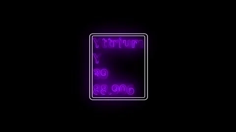 Glowing neon Yttrium element animation. Neon Yttrium element animated on bl.. Vidéo 341675760